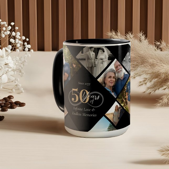 Mug Cadeau de collage photo pour le 50e anniversaire d (50th Anniversary Infinity Love Photo Collage Gift Mug)