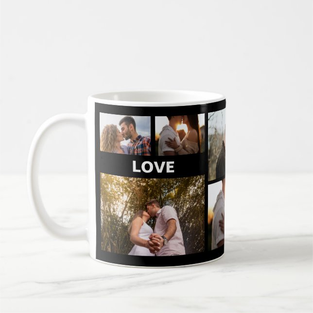 Mug Cadeau de collage photo romantique pour couples (Gauche)