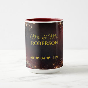 Mug Cadeau de date de mariage Celestial Gothci M. & Mm