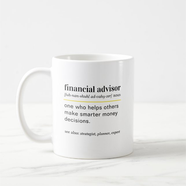 Mug Cadeau de définition de conseiller financier drôle (Gauche)