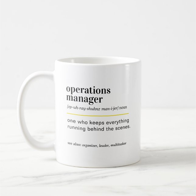 Mug Cadeau de définition de directeur des opérations (Gauche)