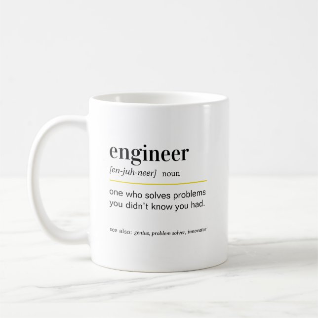 Mug Cadeau de définition d'ingénieur drôle (Gauche)
