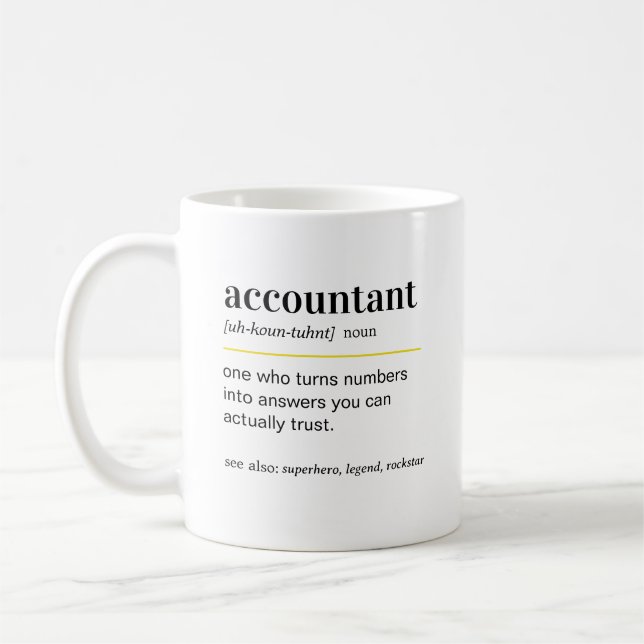Mug Cadeau de définition d'un comptable drôle (Gauche)