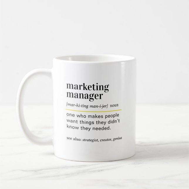 Mug Cadeau de définition d'un directeur marketing drôl (Gauche)