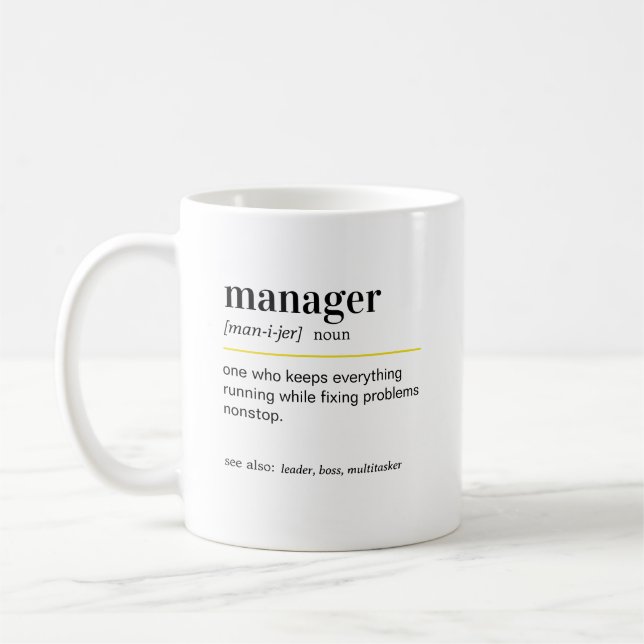 Mug Cadeau de définition d'un gestionnaire drôle (Gauche)