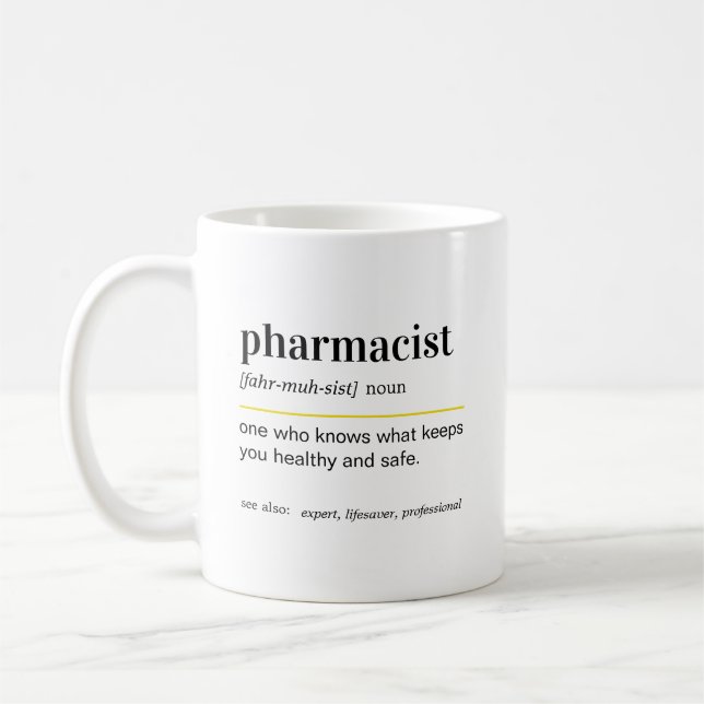 Mug Cadeau de définition d'un pharmacien drôle (Gauche)
