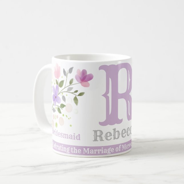 Mug Cadeau de demoiselle d'honneur avec nom et initial (Devant gauche)