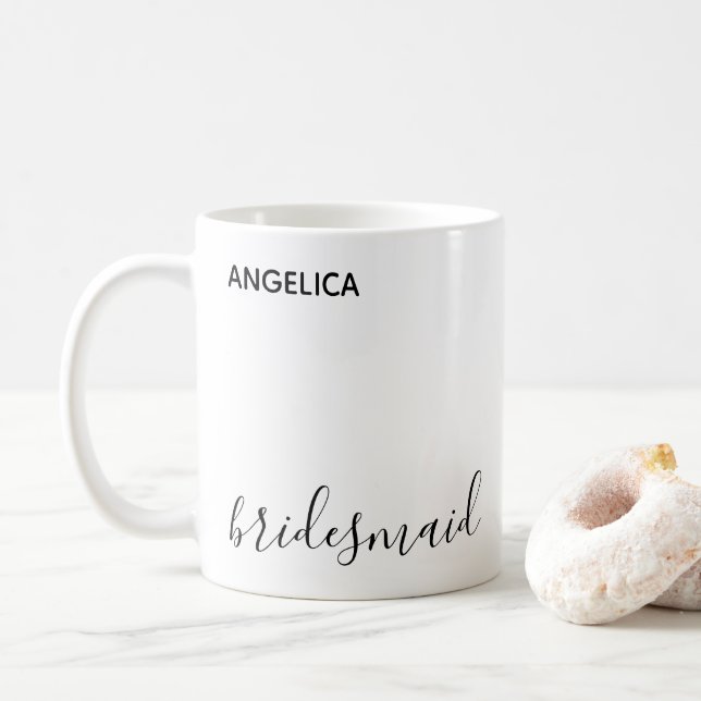 Mug Cadeau de demoiselle d'honneur Mariage Typographie (Avec donut)