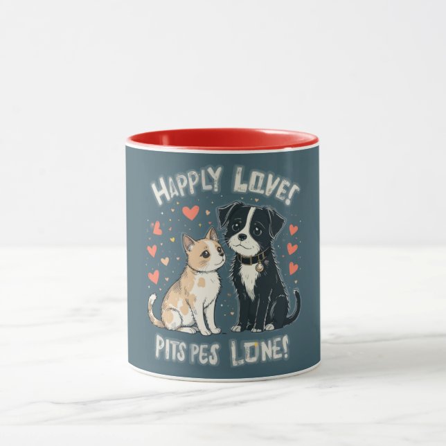 Mug Cadeau de Dessin Animé de Couple d'Animaux Mignons (Centre)