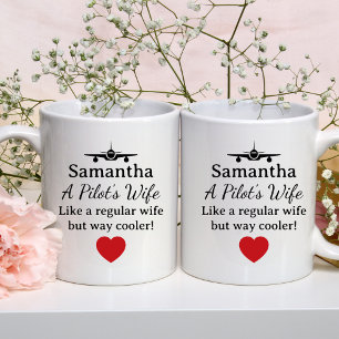 Mug Cadeau de femme de pilote Avion Cœur drôle Wifey p