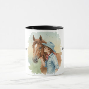 Mug Cadeau de fête d'anniversaire Blue Cowboy embrassa