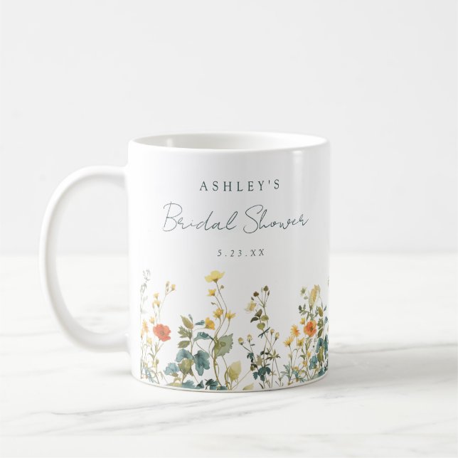 Mug Cadeau de Fête de Mariage de Fleur Sauvage (Gauche)