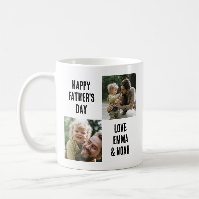 Mug Cadeau de fête des pères pour lui, Custom 2 Photo (Gauche)