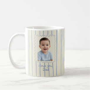 Mug Cadeau de Fête des Pères rayures Jaunes et Bleues