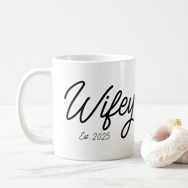 Mug Cadeau de fiançailles personnalisé pour elle Marié (Avec donut)