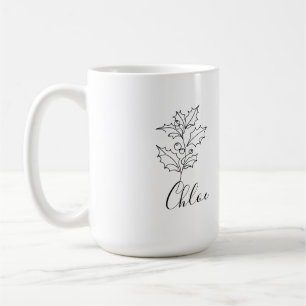 Mug Cadeau de fleur de naissance personnalisé de houx