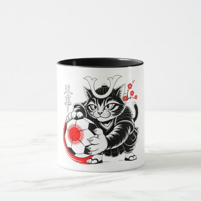 Mug Cadeau de foot de chat samouraï Kawaii pour les fa (Centre)