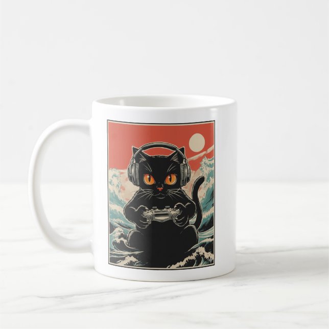 Mug Cadeau de jeu japonais de chat mignon kawaii d'ani (Gauche)