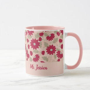 Mug Cadeau de l’enseignant personnalisé, marguerite ro