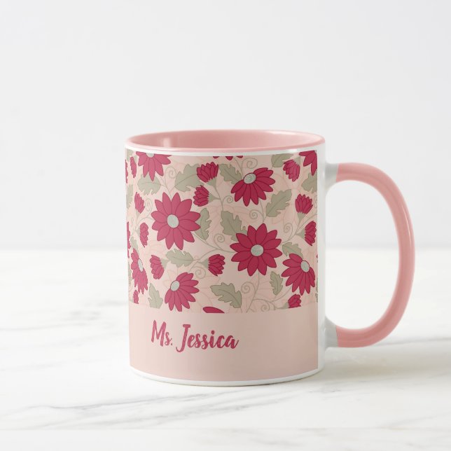 Mug Cadeau de l’enseignant personnalisé, marguerite ro (Droite)