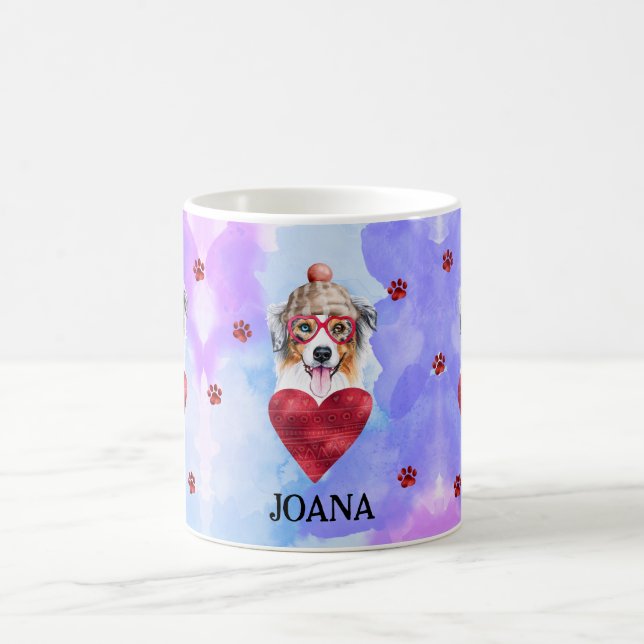 Mug Cadeau de la Saint-Valentin Chien Berger Australie (Centre)