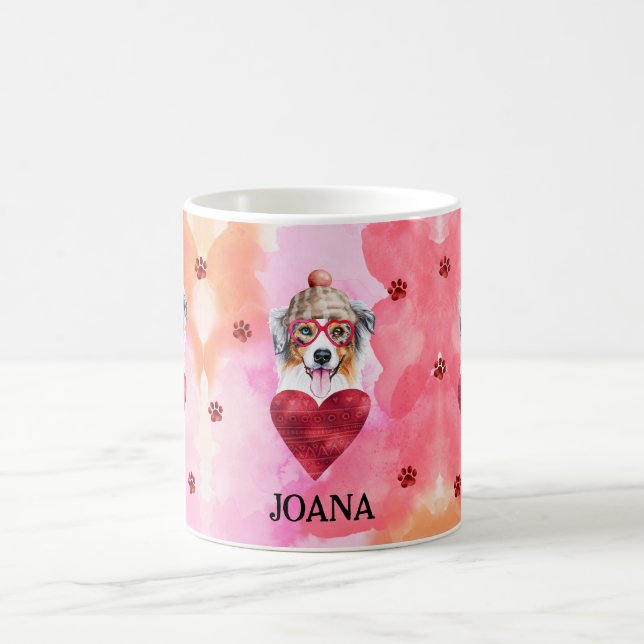 Mug Cadeau de la Saint-Valentin Chien Berger Australie (Centre)