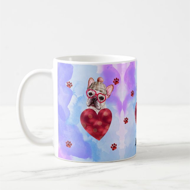 Mug Cadeau de la Saint-Valentin Chien Bouledogue Franç (Gauche)