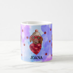 Mug Cadeau de la Saint-Valentin Chien Dachshund Brun B