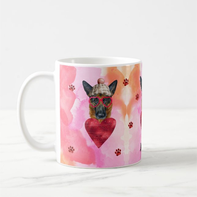 Mug Cadeau de la Saint-Valentin Chien de Berger Allema (Gauche)