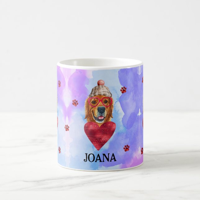 Mug Cadeau de la Saint-Valentin Chien Retriever doré P (Centre)