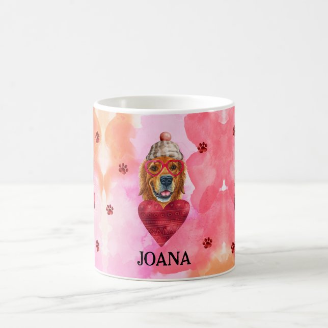 Mug Cadeau de la Saint-Valentin Chien Retriever Golden (Centre)