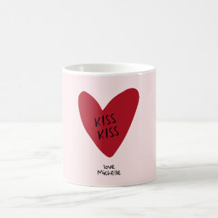 Mug Cadeau de la Saint-Valentin, coeur rouge sur le bg