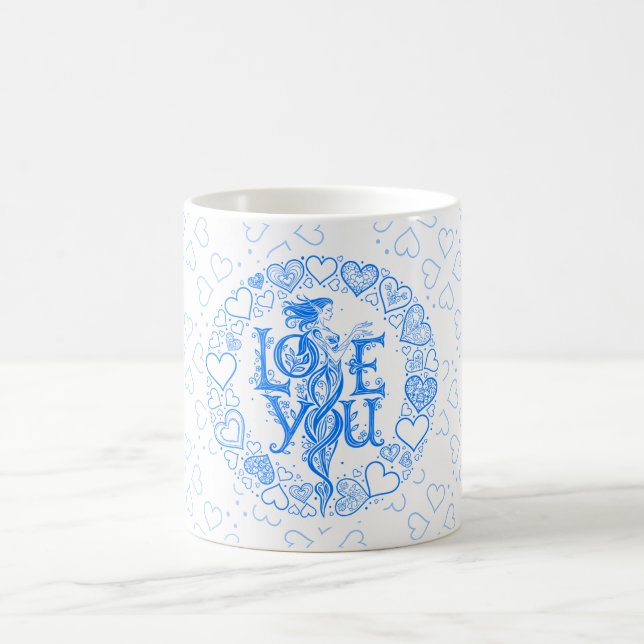 Mug Cadeau de la Saint-Valentin Love You Fantasy Blue  (Centre)