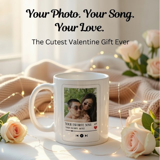 Mug Cadeau de la Saint Valentin, Musique personnalisée (Créateur téléchargé)