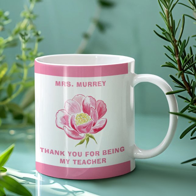 Mug Cadeau de l'enseignant de Merci rose (Créateur téléchargé)