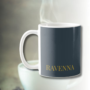 Mug Cadeau de Luxe Personnalisé Nom Charbon Or