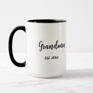 Mug Cadeau de Mamie Noir Blanc Année de Création