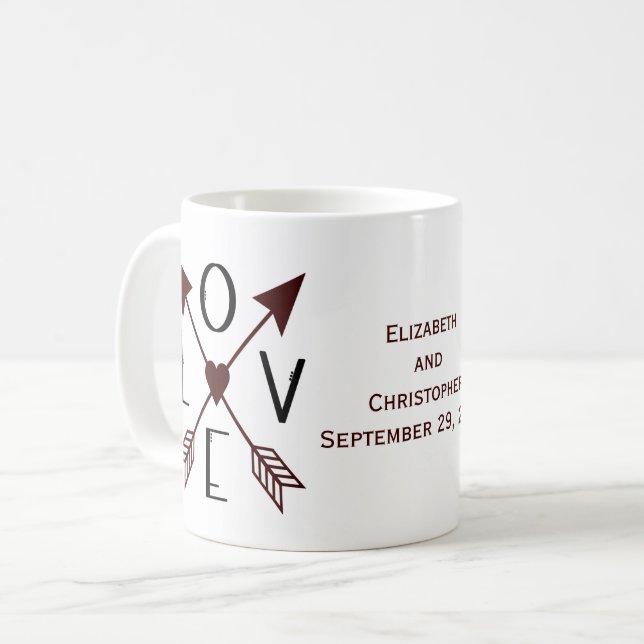 Mug Cadeau de mariage de fiançailles de jubilé de flèc (Devant gauche)