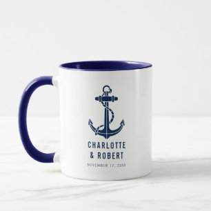 Mug Cadeau de mariage de plage d'ancre de bateau moder