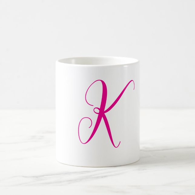 Mug Cadeau de mariage lettre initiale monogramme rose  (Centre)