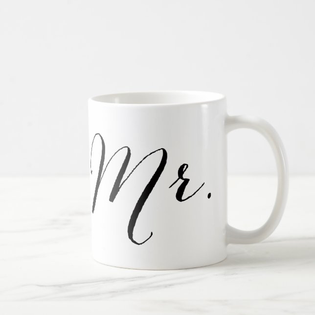 Mug Cadeau de mariage simple M. Script élégant pour ho (Droite)