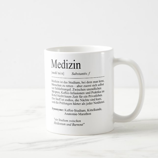 Mug Cadeau de "médecine", étudiants (Droite)