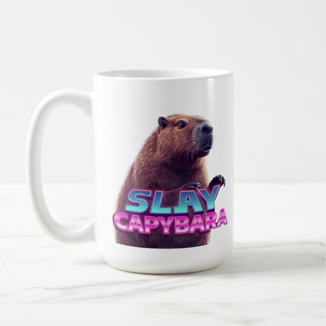 Mug Cadeau de mème d'animal drôle de capybara Slay (Gauche)