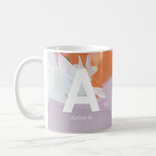 Mug Cadeau de monogramme personnalisé d'art abstrait c (Gauche)