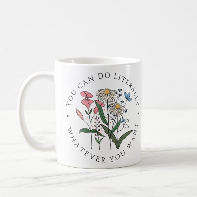 Mug Cadeau de motivation florale élégant (Gauche)