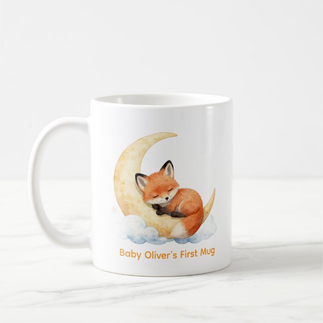 Mug Cadeau de Naissance Renard Bébé Aquarelle Douce Pe (Gauche)