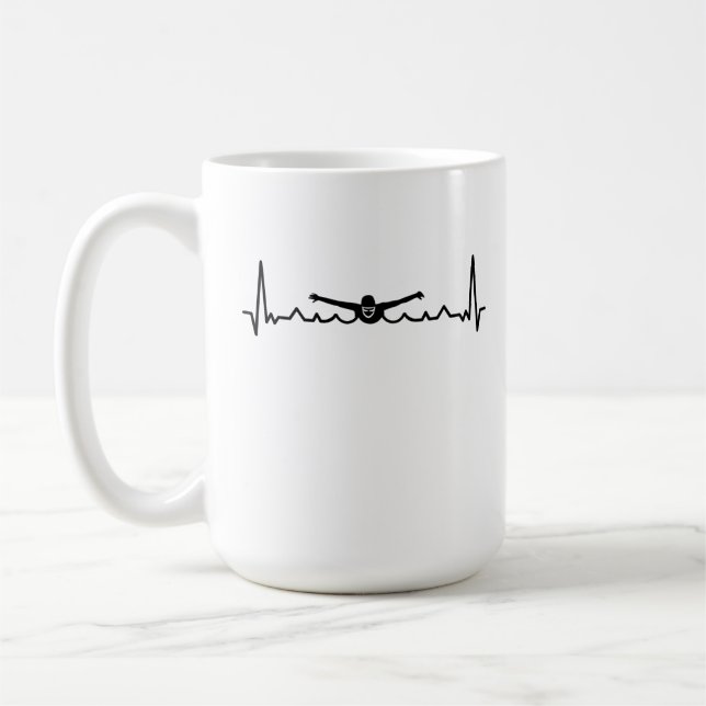 Mug Cadeau de natation Heartbeat pour les nageurs (Gauche)