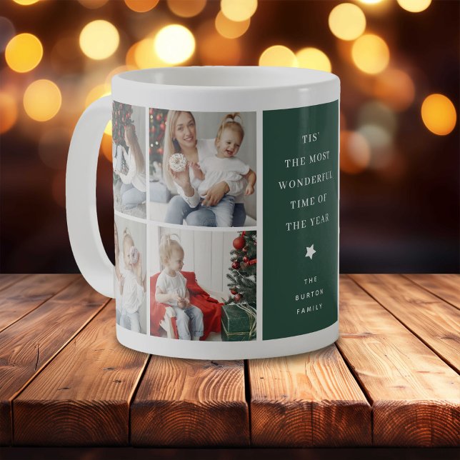 Mug Cadeau de Noël Collage de 4 Photos Moderne (Créateur téléchargé)