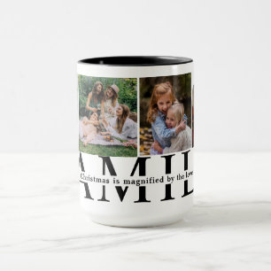 Mug Cadeau de Noël Famille 4-Photo Collage mignon clas