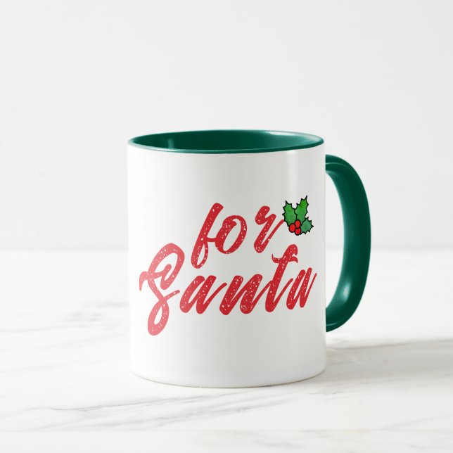 Mug cadeau de Noël, Festive Rouge et Vert Holly (Devant droit)